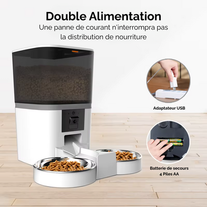 Distributeur de croquette automatique avec caméra intégrée