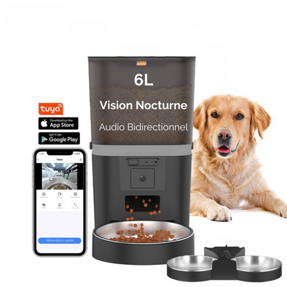 Distributeur de croquette automatique avec caméra intégrée